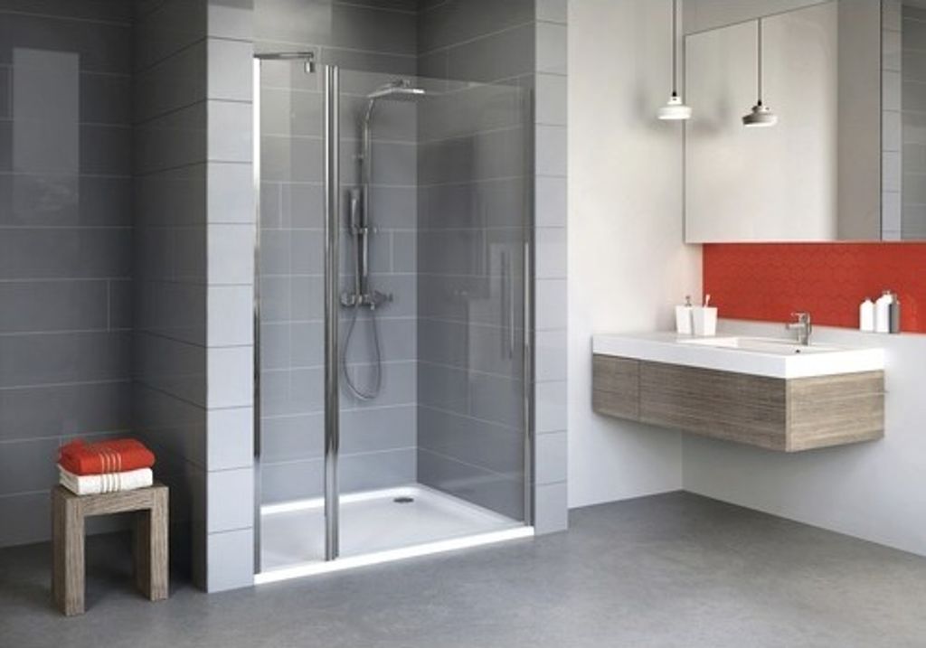 Drehtür an Nebenteil für Nische Schulte Alexa Style 2.0 100 cm Klarglas Profil chrom