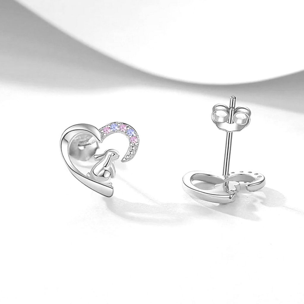 CLEVER SCHMUCK Ohrstecker Engel Aus 925er Sterling Silber – 10x10 Mm, Mit Herz In Der Hand, Hochglänzend