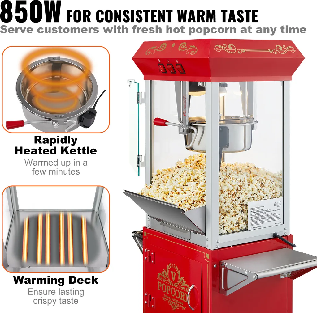 Machine à Pop-corn Rétro sur Chariot pour Fêtes et Soirées Cinéma - 4