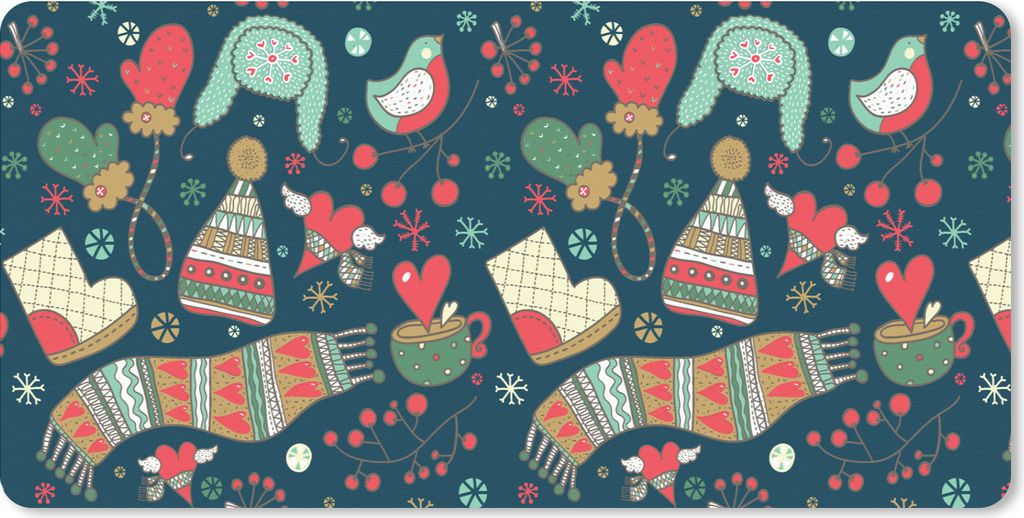 MuchoWow Mauspad Mousepad Winter - Design - Tee - Handschuhe - Mütze 60x30 cm - Mousepads - Maus Mat - Pad - Mausunterlage - Nachhaltig