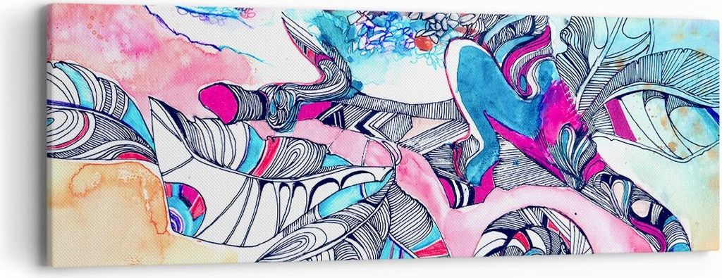Bild auf Leinwand - Leinwandbild - Chamäleon Tierwelt Zweig - 90x30cm - Wand Bild - Wanddeko - Leinwanddruck - Bilder - Kunstdruck - Wanddekoratio...