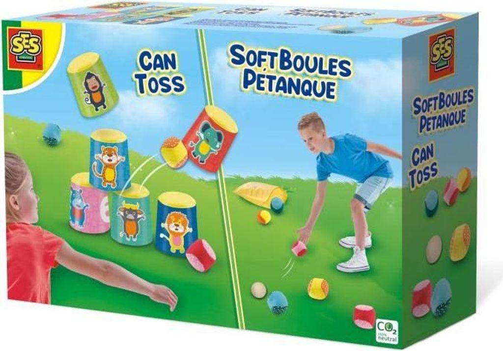 Chamboule-Tout und Pétanque Spiel, Weiche Bälle, SES Creative, Geschicklichkeitsspiel, Vielseitig, Innen- und Außenbereich
