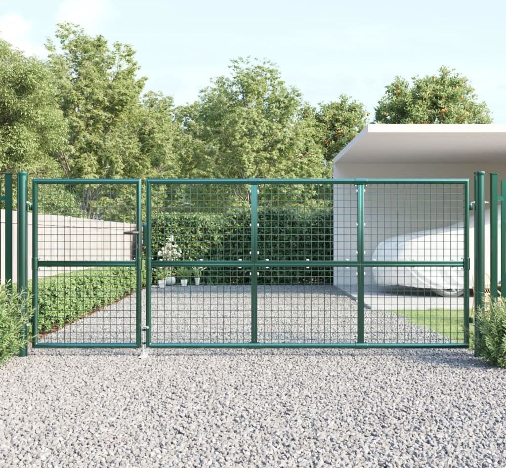 Eleganten-Stil Mesh-Gartentor Grün 350x175 cm Verzinkter Stahl DE1411175
