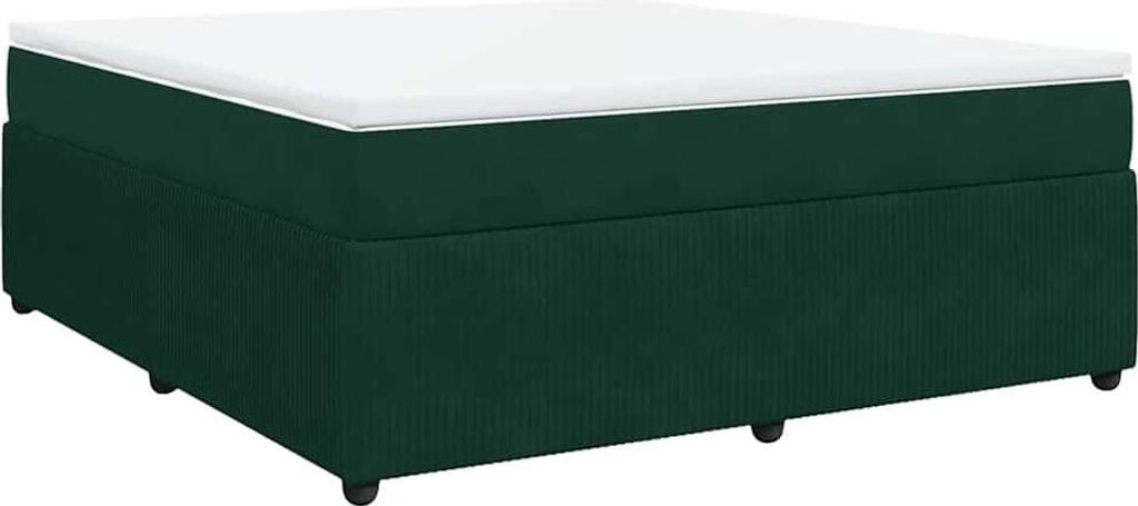 vidaXL Boxspringbett mit Matratze Dunkelgrün 180x200 cm Samt