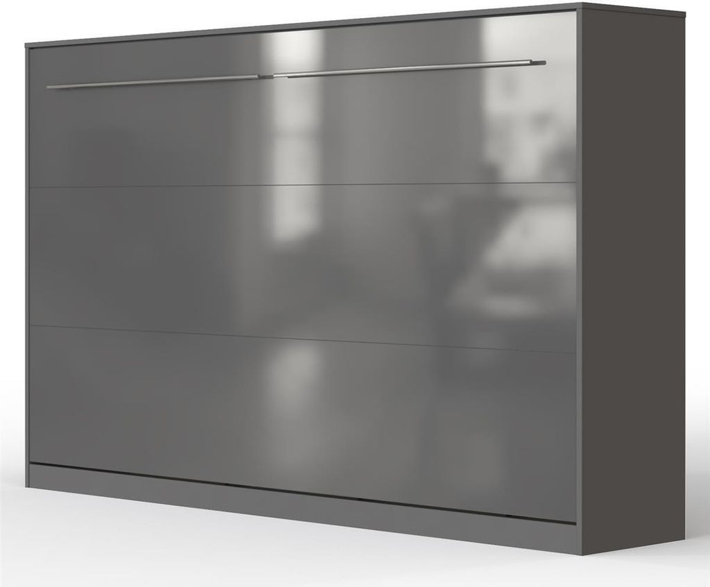 SMARTBett Schrankbett Standard Anthrazit/Anthrazit Hochglanzfront 120 Horizontal