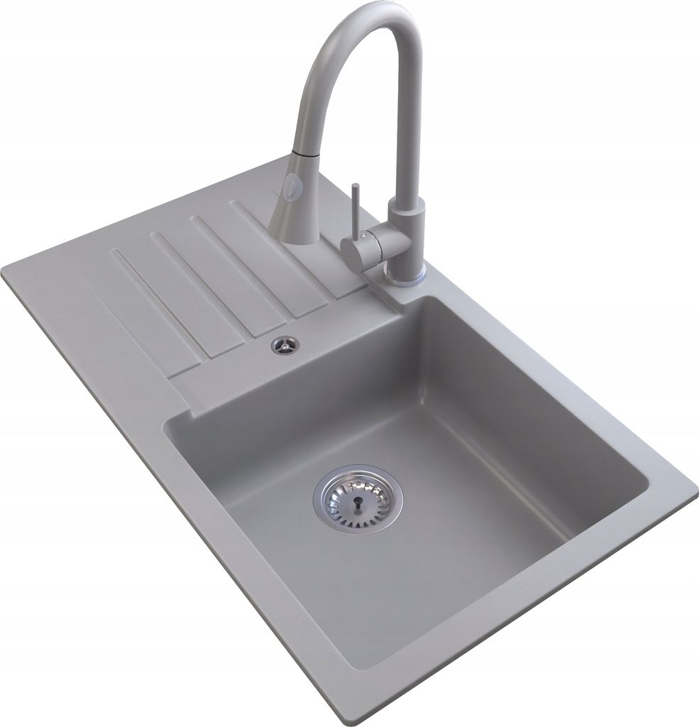 Granitan | Granitspüle TRIX - 765 x 445 mm - Schwarz - Hochwertig und Platzsparend - Mit Küchenarmatur