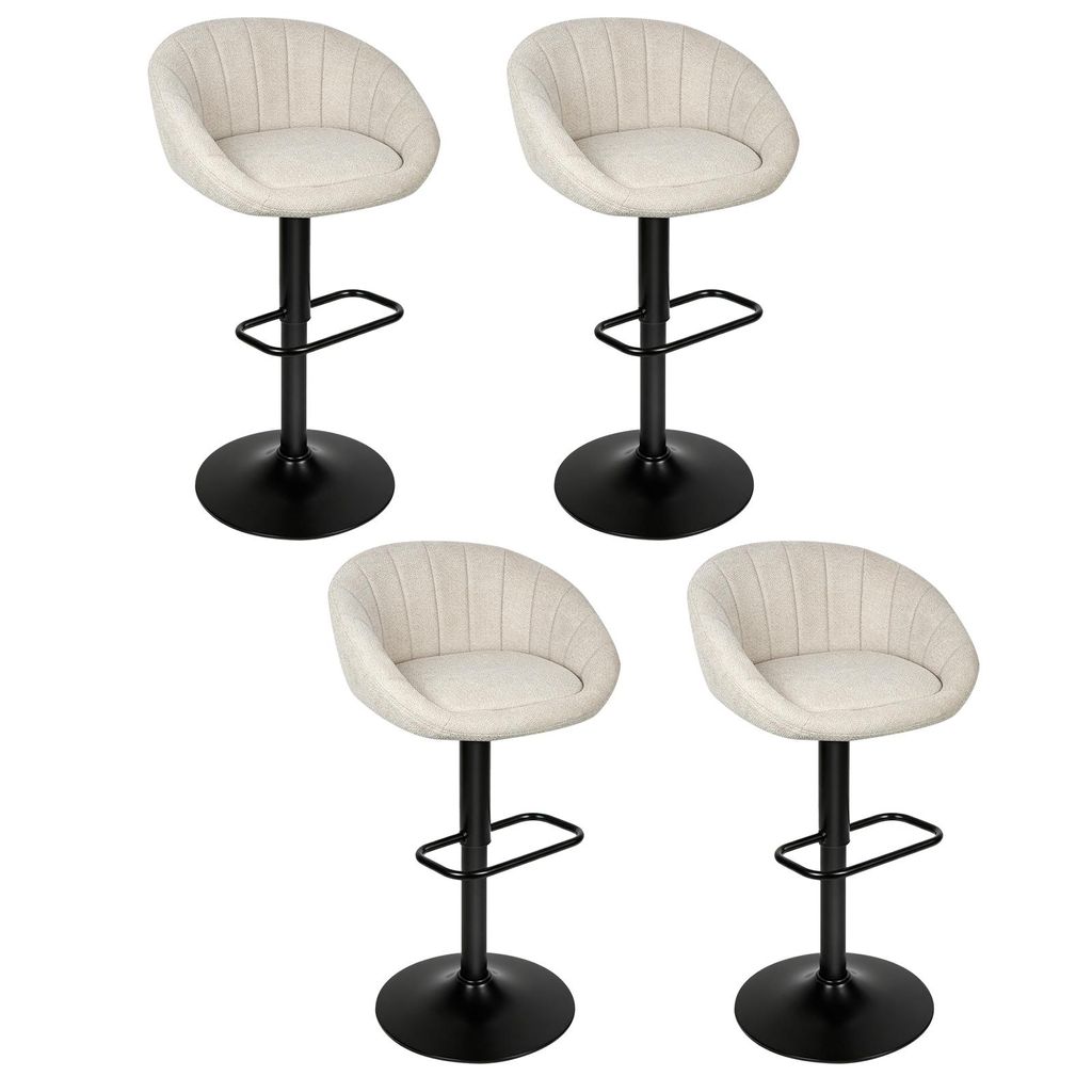 4er-Set Barhocker mit Lehne und Fußstütze 360° drehbar Produktbild 