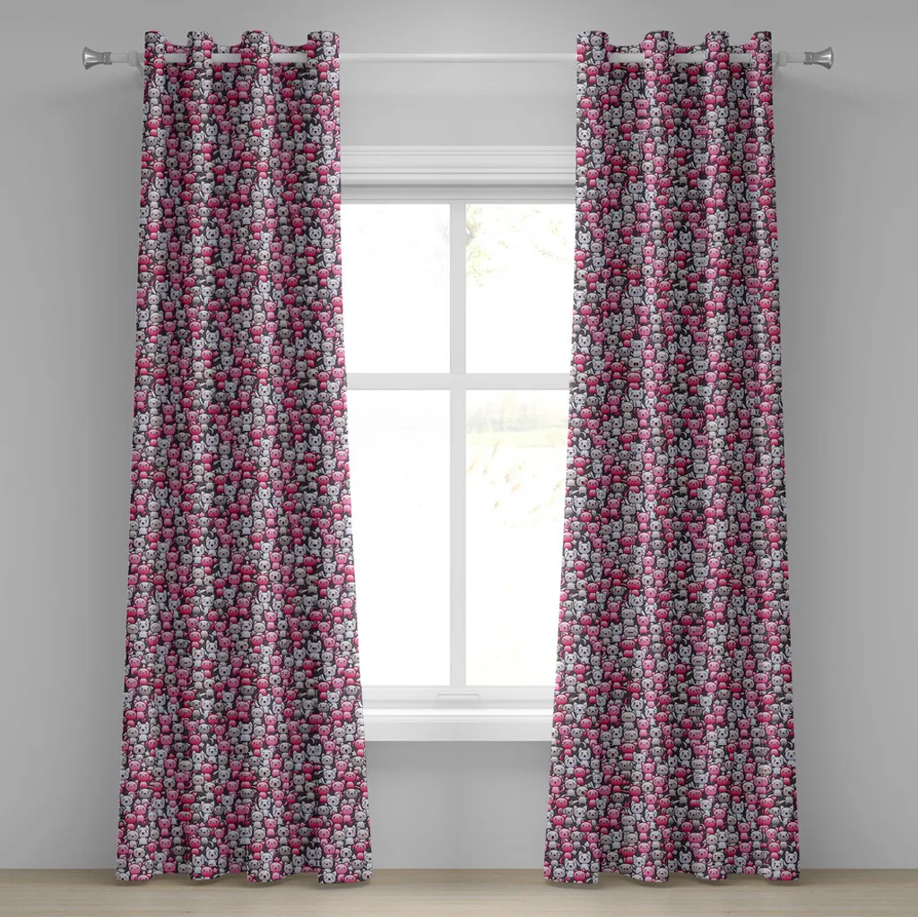 Tenda Decorativa ABAKUHAUS Motivo Gatto Kawaii - Rosa Tan Lilla