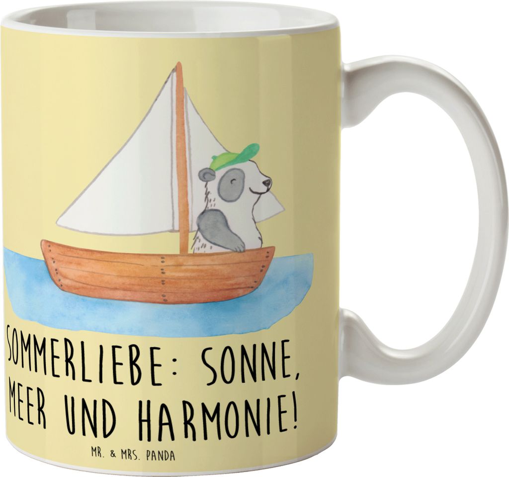 Mr. & Mrs. Panda Tasse Sommerliebe - Gelb Pastell - Geschenk, Summer Feelings, Trinkbecher, Vibes, Geschenke, Sommerferien, Winter, Sommergefühle,...