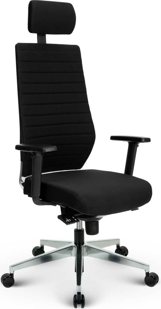 VERSEE V1301 Chefsessel Schwarz aus Stoff – ergonomischer Schreibtischstuhl, hochwertiger Bürostuhl, bequemer Drehstuhl, bis 150 kg belastbar