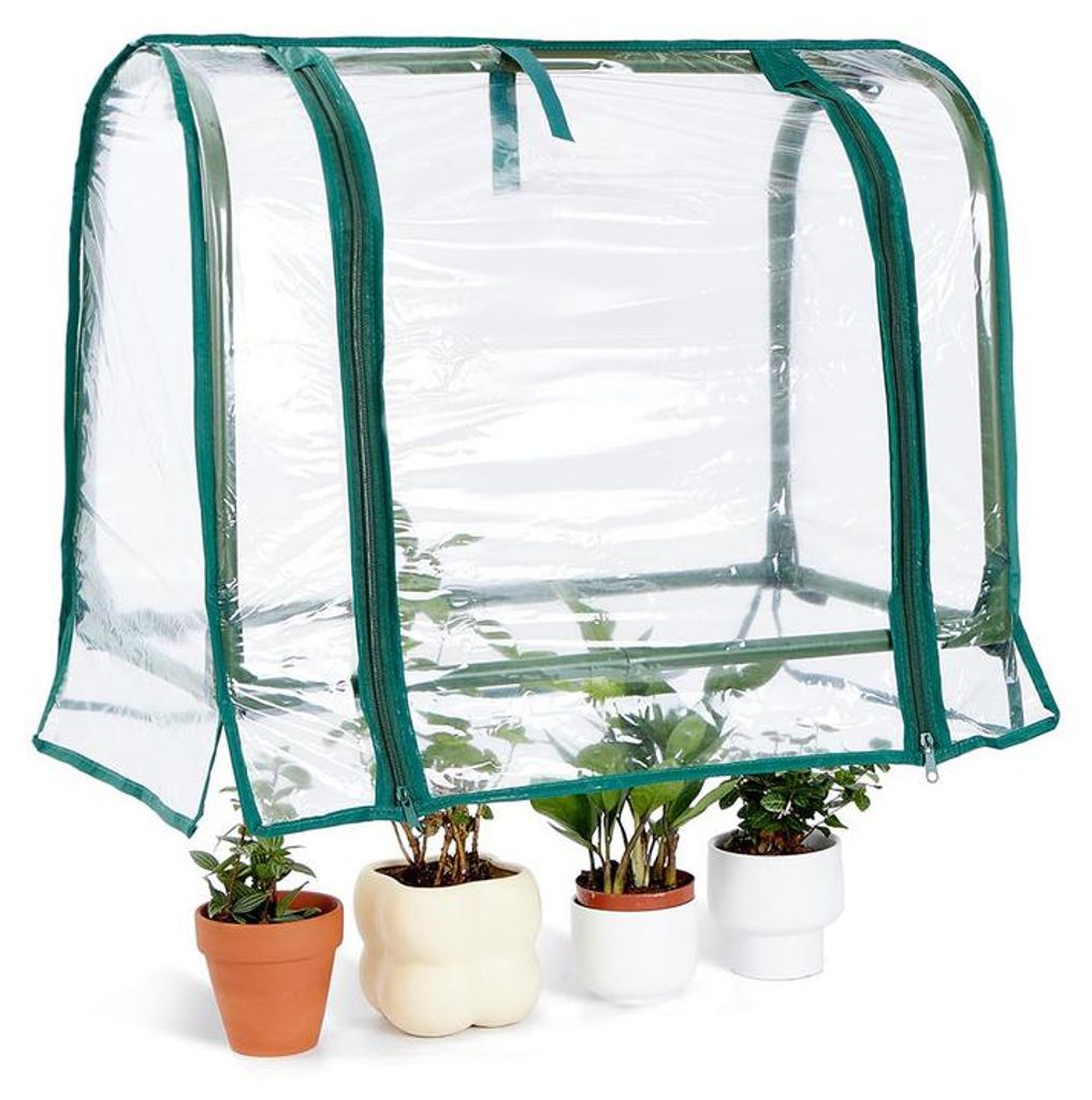 Pflanzengewächshaus Mini 70x50x70 cm Gewächszelt mit Belüftung PVC Abdeckung für Aussaat Gemüse Kräuter Indoor Outdoor