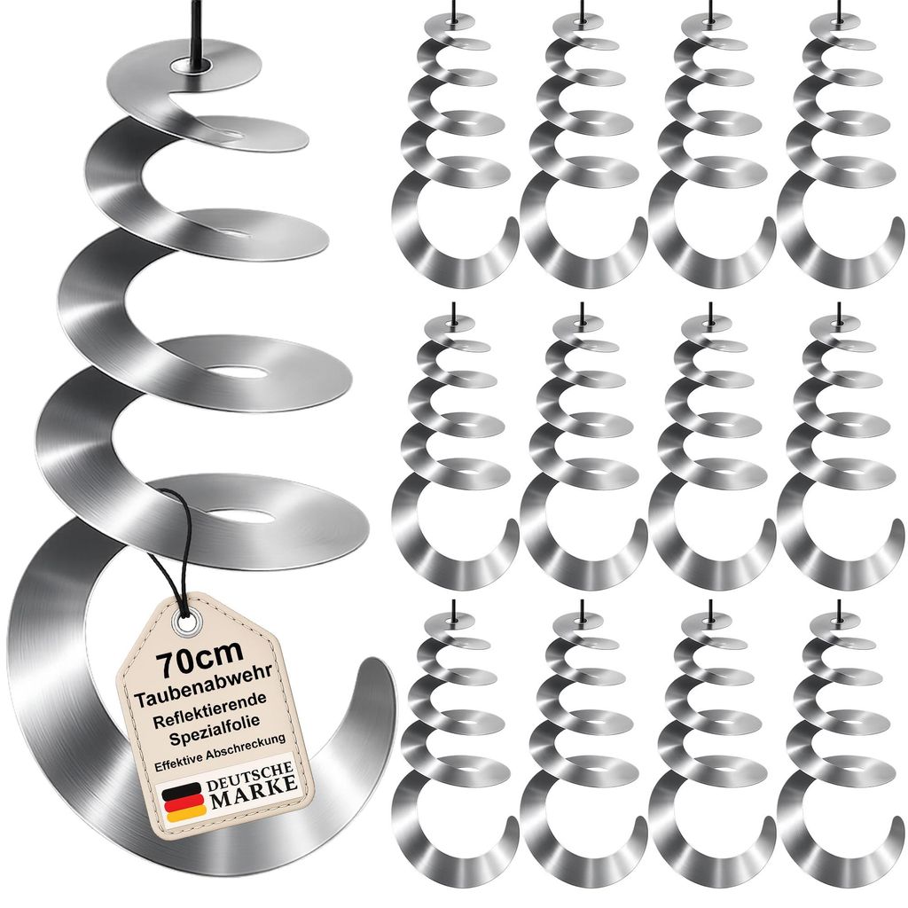Windspirale 12er Set Vogelabwehr Windspiel Reflektierend Produktbild 
