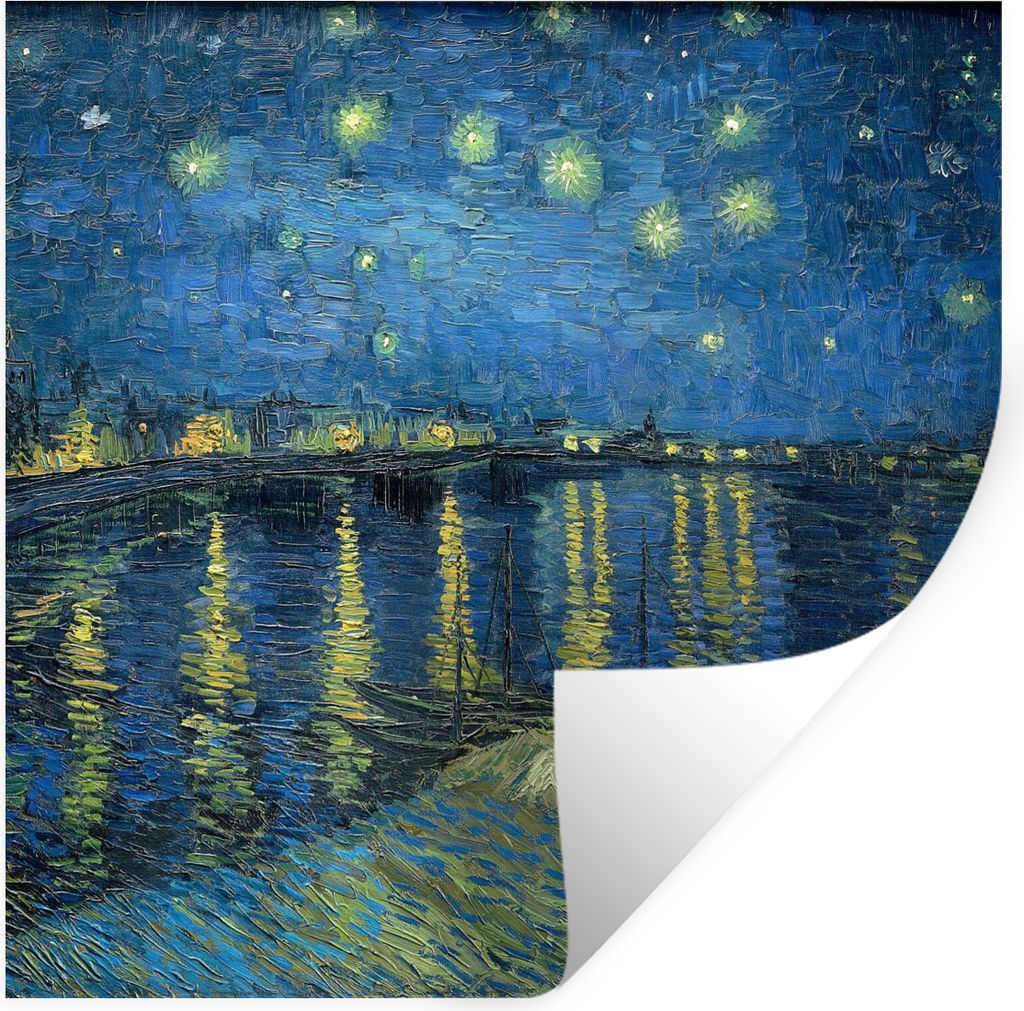 MuchoWow Wandtattoo Wandsticker Wandaufkleber Die sternenklare Nacht - Vincent van Gogh 100x100 cm Selbstklebend und Repositionierbar - Wierderve...