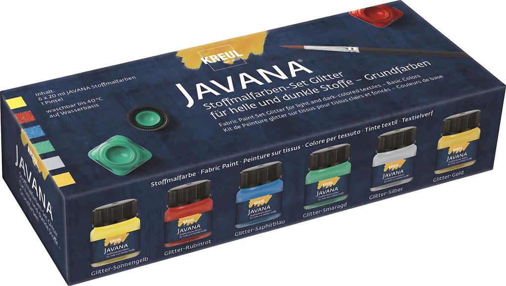 KREUL Textilfarbe JAVANA "Glitter" Creativset 6 x 20 ml