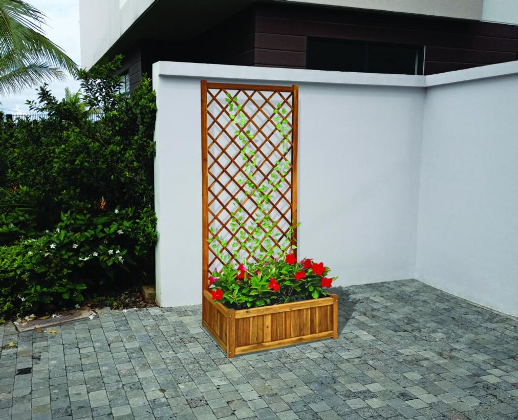Hardin 1fachgut Pflanzkasten Pflanztopf Blumentopf mit Rankhilfe 180 x 80 x 38 cmbraun