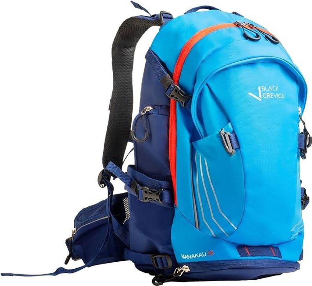 BLACK CREVICE - Wander & Bike Rucksack MANAKAU 26 Liter inkl. Regenhülle | Blau