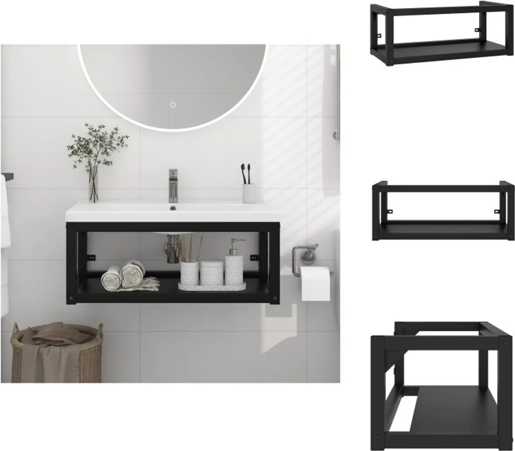 vidaXL Telaio per lavabo a parete nero 79x38x31 cm ferro - Lavabi da bagno