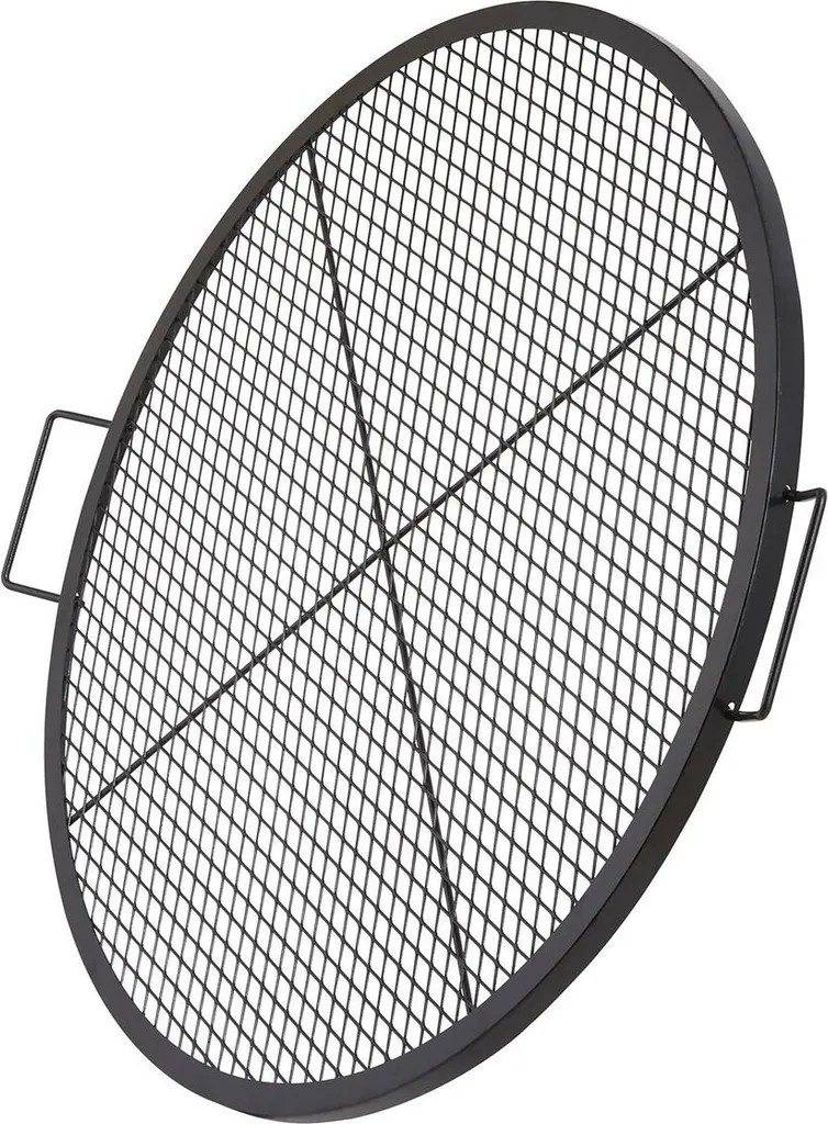 Griglia per barbecue X-Marks, griglia di cottura rotonda, griglia per barbecue da campeggio in acciaio resistente con maniglia e supporto X Wire, utensili da cucina portatili da campeggio per feste e riunioni all'aperto, 36 pollici, nera - 10