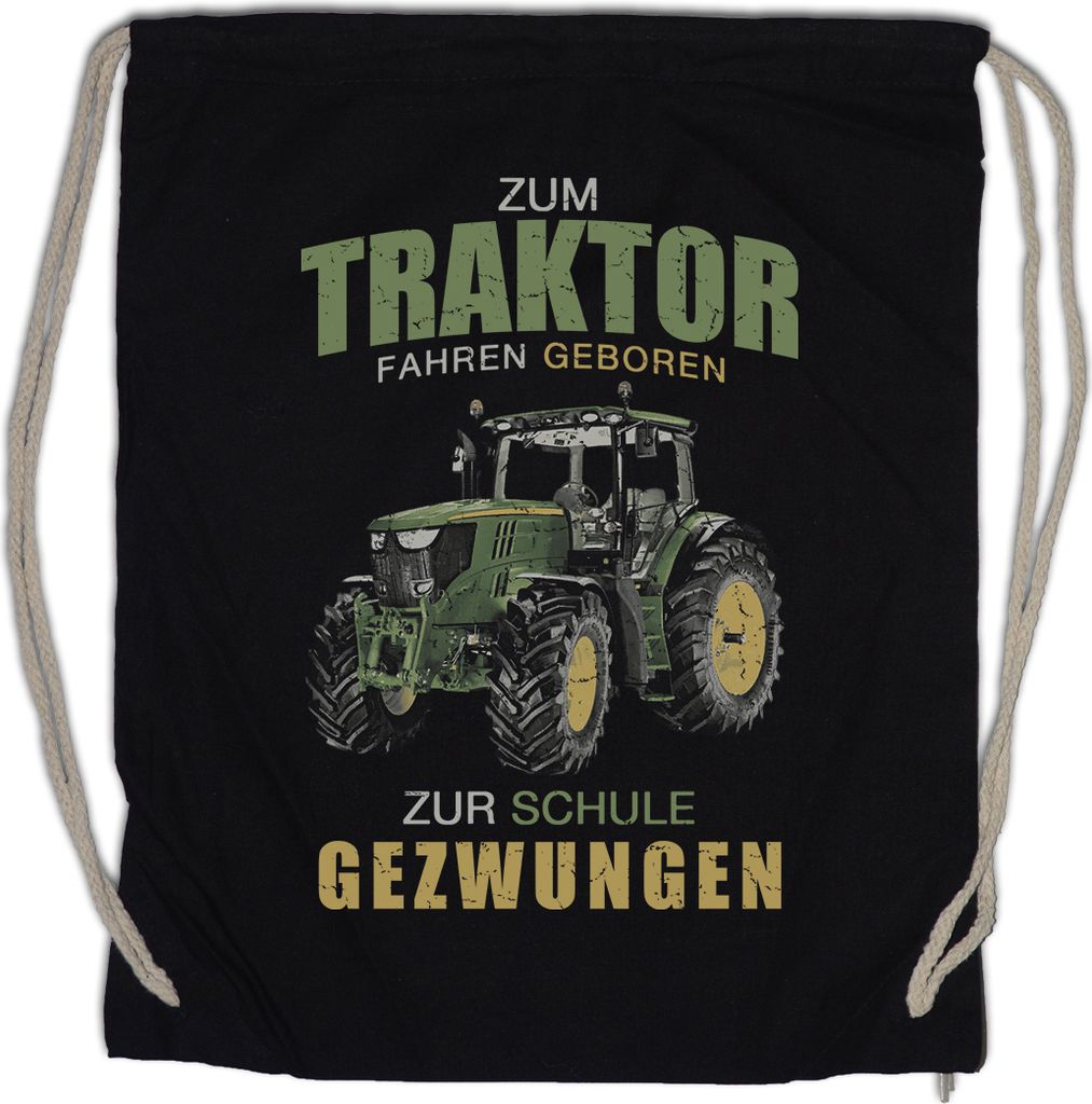 Urban Backwoods Zum Traktor Fahren Geboren, Turnbeutel, Farbe: Schwarz