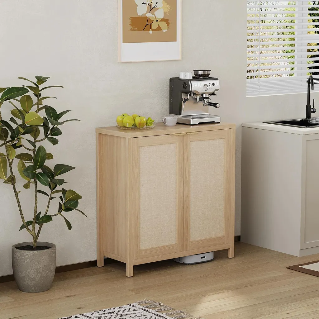 Buffet bois gain de place - Solution de rangement avec étagères 90 cm