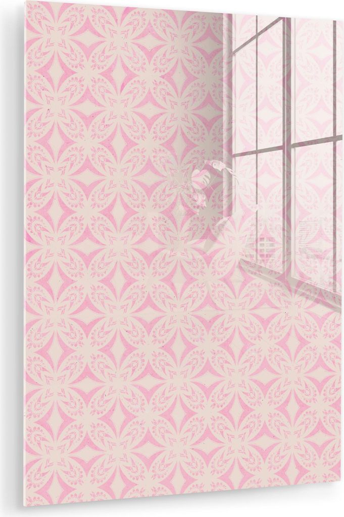 MuchoWow Glasbilder - Bilder auf Wandbild - Foto auf Glas Muster - Formen - Beige - Rosa 30x40 cm Wanddekoration aus Glas - Acrylglasbild - Acrylbi...