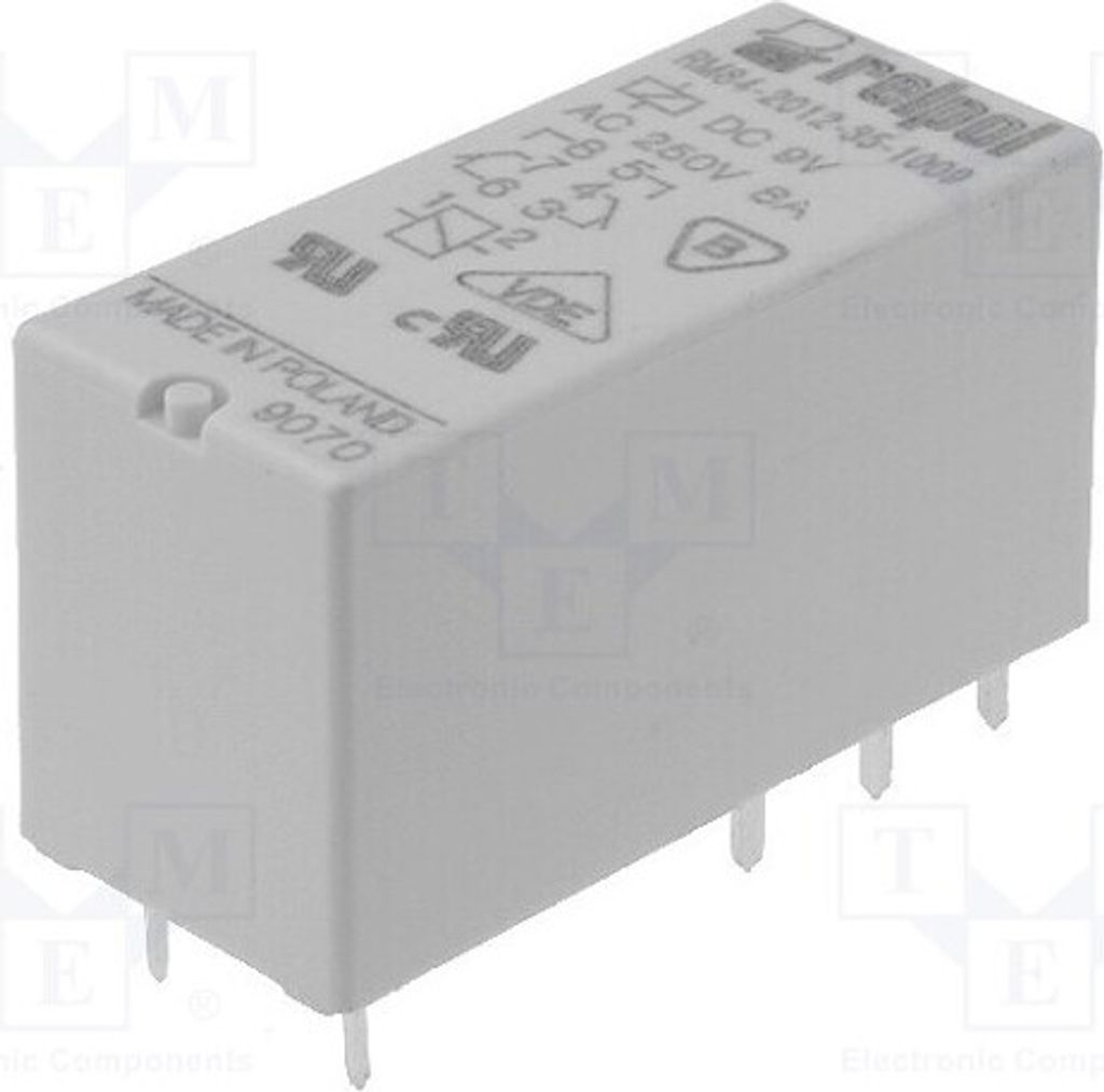 1x Relais: elektromagnetisch 8A 8A/250VAC USpule : 9VDC Mini RM84-2012-35-1009 E