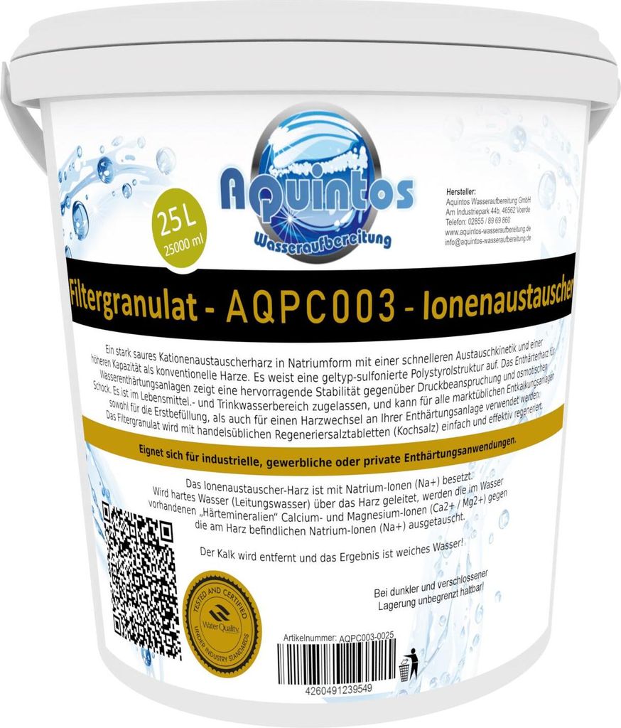 Pure Resin PC003 Enthärterharz Ionenaustauscher für Produktbild 