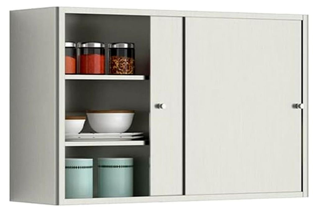 Wandschrank aus Edelstahl, robuster Stauraum mit Schiebetür, Wandmontage, abnehmbare Regale für Bad und Küche, 65 x 45 x 20 cm, Silber