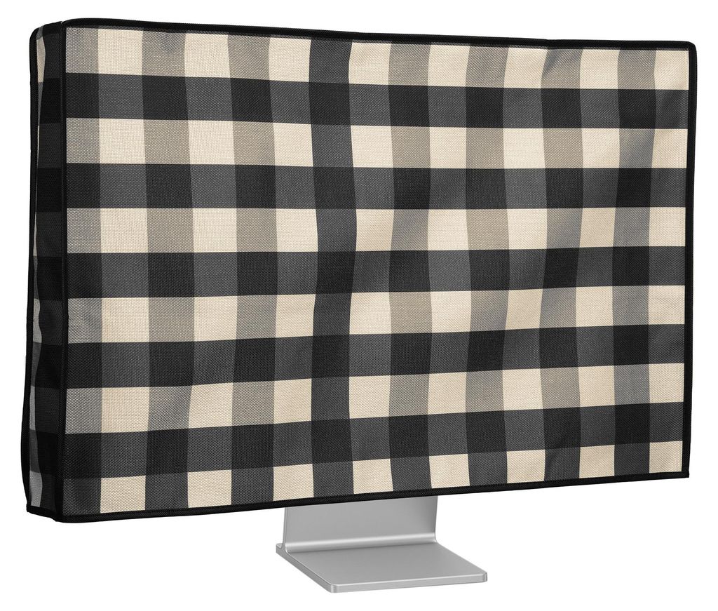 kwmobile Leinen Hülle kompatibel mit 27-28" Monitor - Schutzhülle Staubschutz Abdeckhaube für PC Bildschirm - Computer Screen Cover Staubhaube H...