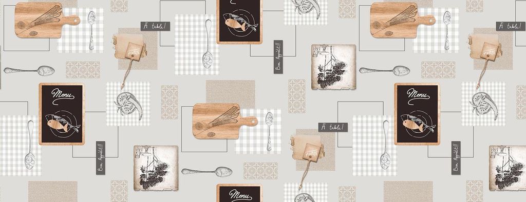 Wachstuch Küche Menü Besteck abwischbar Wachstuchtischdecke 140 x 300 cm - 38327 - Menu