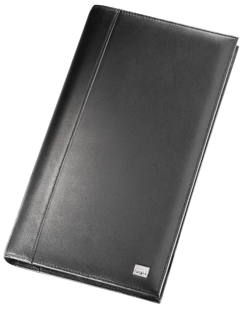 SIGEL VZ204 Visitenkarten-Ringbuch, Leder Torino, schwarz, mit 20 Sichthüllen, Register A-Z, 4-Ring-Mechanik