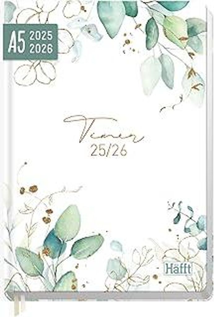 Häfft-Timer 2025/2026 A5 (Aug 25 - Sep 26) Hardcover Schülerkalender Blattgold Schulplaner, Schülerplaner, Studienplaner, Semesterplaner - nachh...