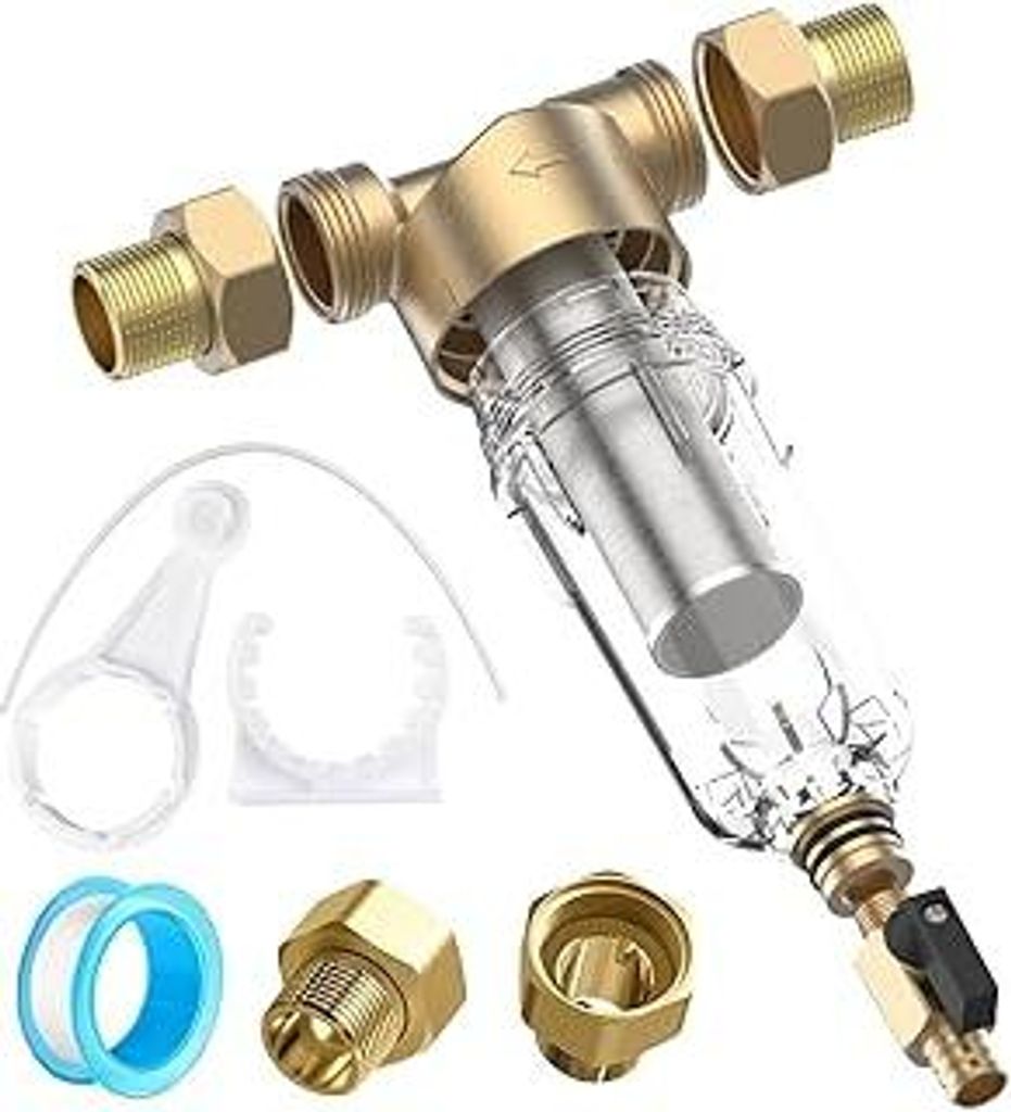 Rückspülfilter Vorfilter Hauswasserwerk – Wasserfilter Garten & Hausanschluss, 1 Zoll Spin Down Sedimentfilter mit 3/4 Adapter, Rostfrei Edelst...