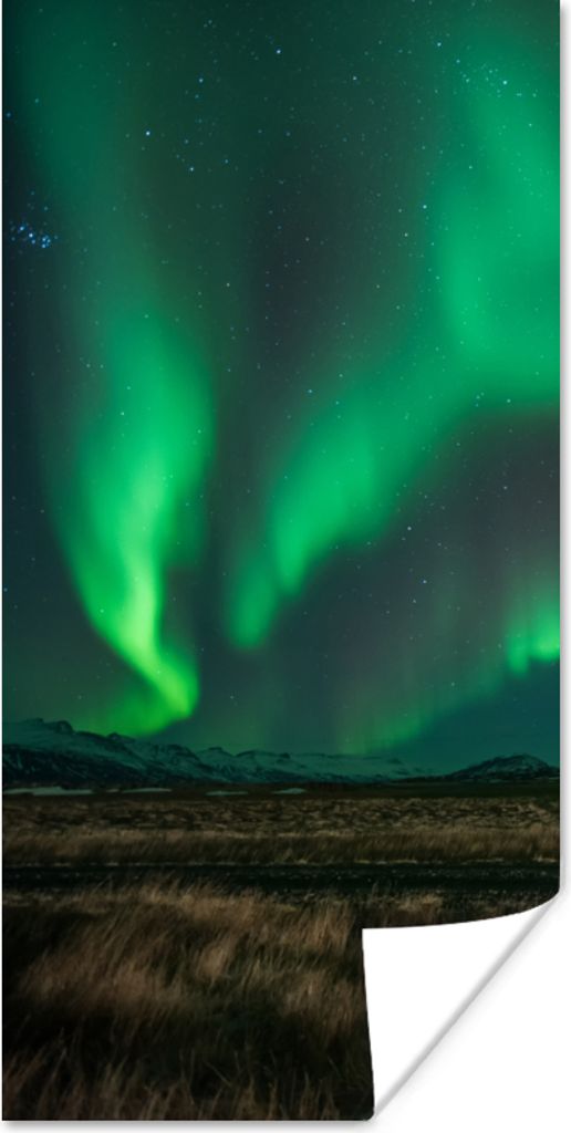 MuchoWow Poster Nordlichter - Natur - Island 75x150 cm - Dekoration für die Wände