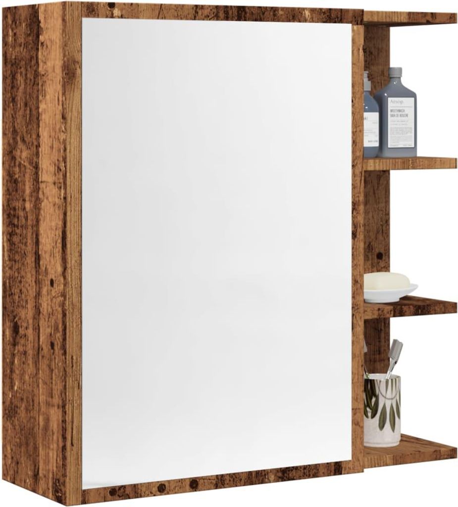 vidaXL Spiegelschrank Altholz-Optik 62,5x20,5x64 cm Holzwerkstoff