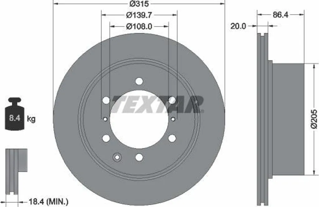 Disque de frein haute teneur en carbone TEXTAR 92146703 OE 52710H1000