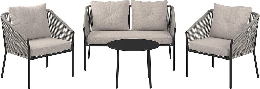 home24 Gartensitzgruppe - 4-teilig - Eisen / Polyester - Produktbild 