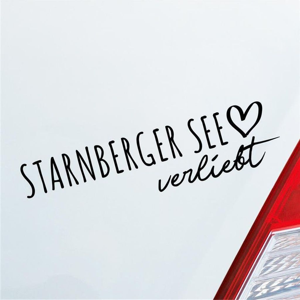 Auto Aufkleber Starnberger See verliebt Herz See Sea Liebe Car 19x5 cm Schwarz Glanz Sticker Heckscheibenaufkleber