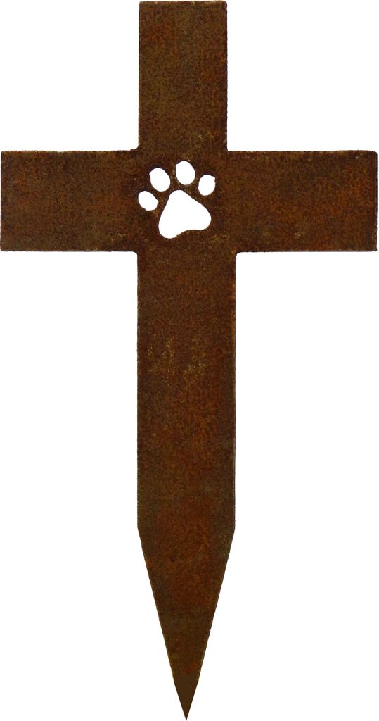 Edelrost Kreuz mit Pfote
