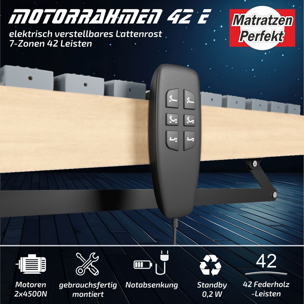 Elektrischer Lattenrost 100x200 cm - 42 Leisten, 7 Zonen, Produktbild 3