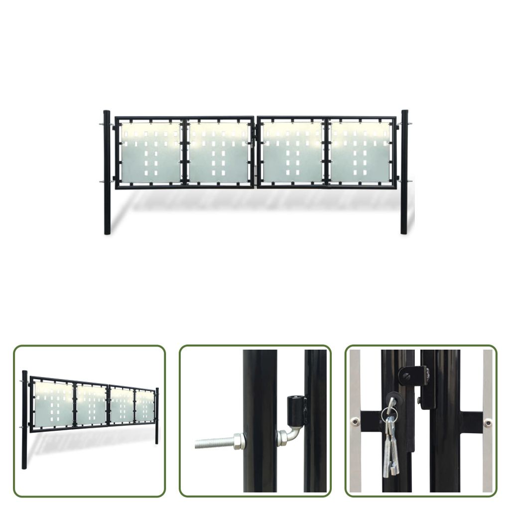 The Living Store Zauntor (Einzeltor) Schwarz 300x150 cm Produktbild 