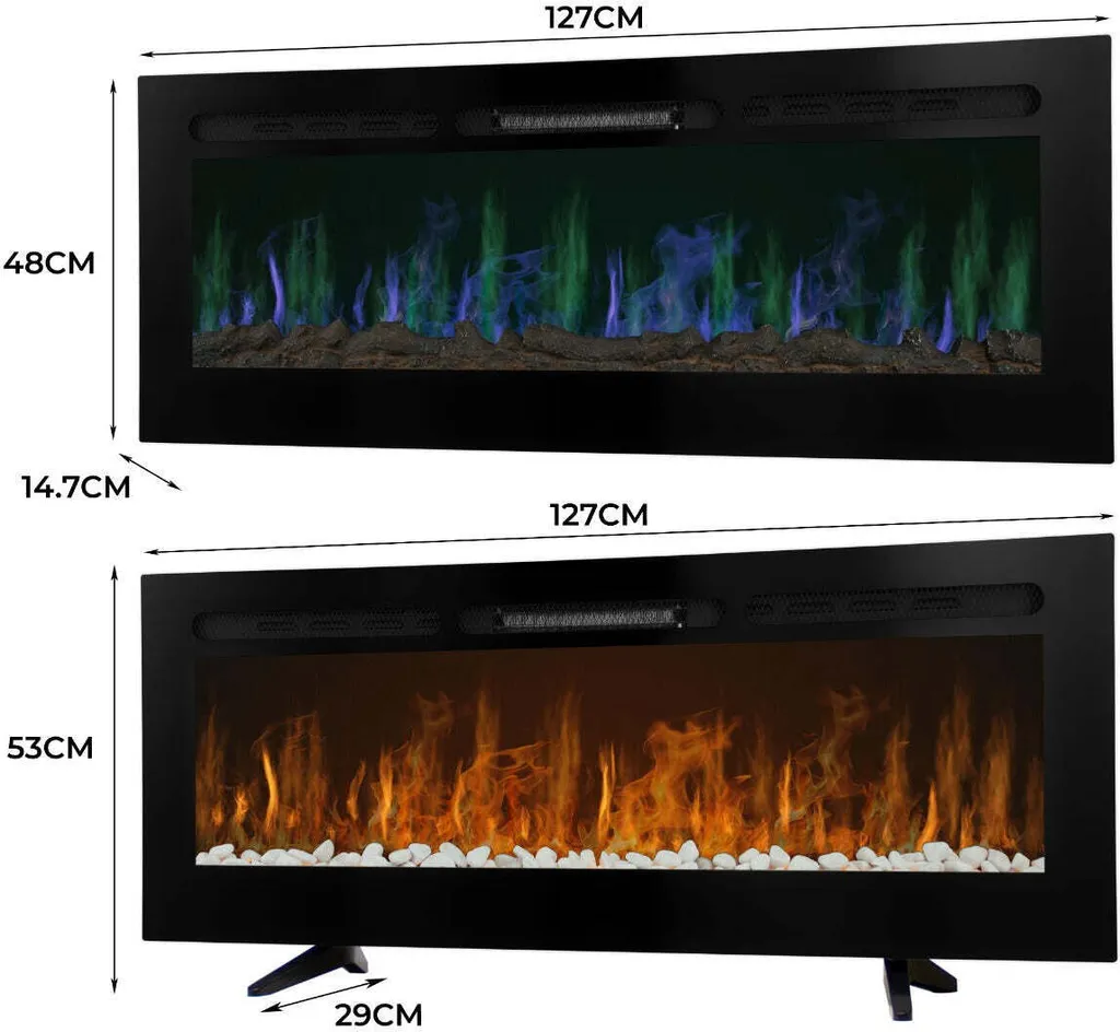 Cheminée électrique encastrable 127cm LED noire - Design Elite - 8