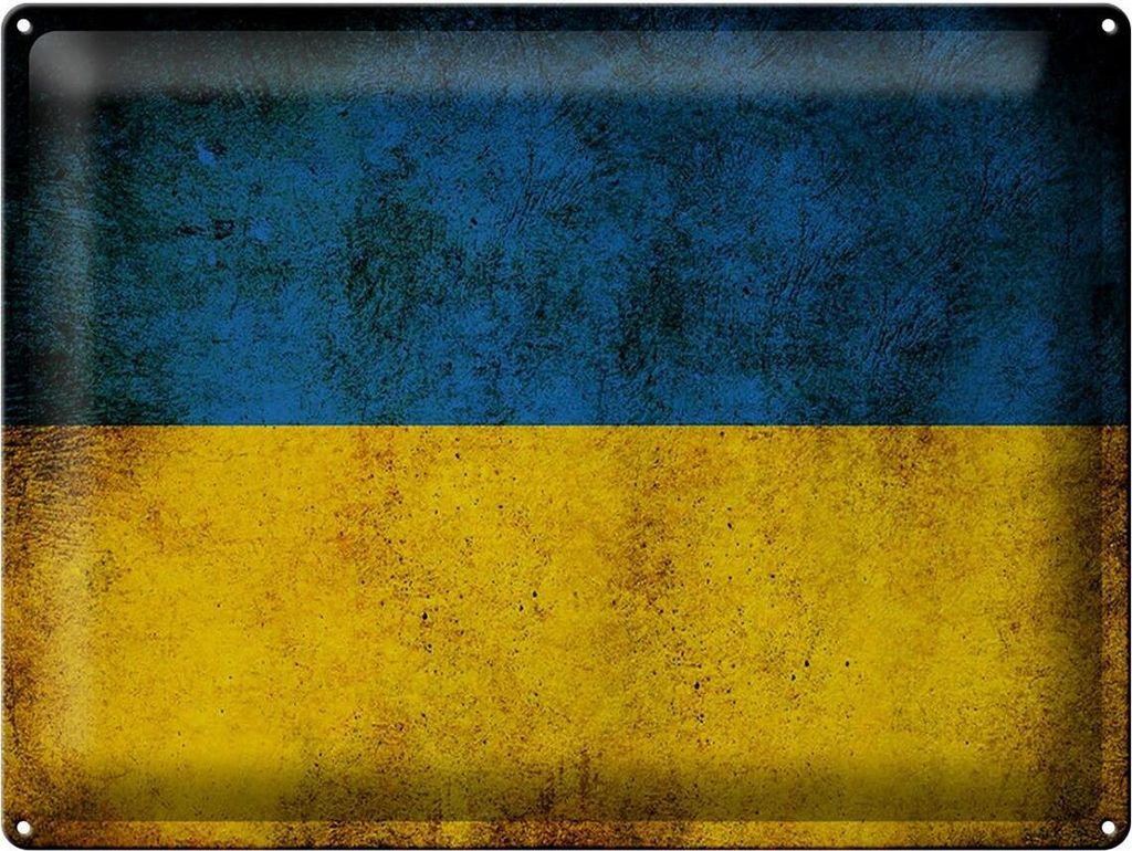 Blechschild Flagge Ukraine, 40x30 cm, Blechschilder Fahne Nationalität