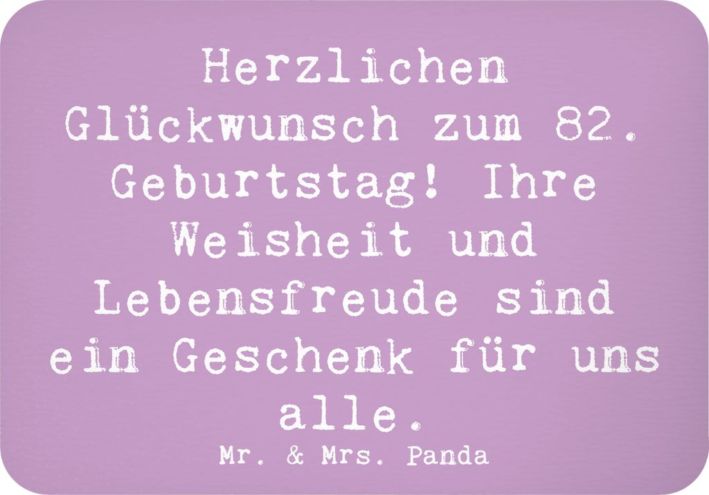 Mr. & Mrs. Panda magnet Spruch 82. Geburtstag - Lavendeltraum - Geschenk, whiteboardmagnet, Happy Birthday, Freude, besonders, wandmagnet, handgefe...