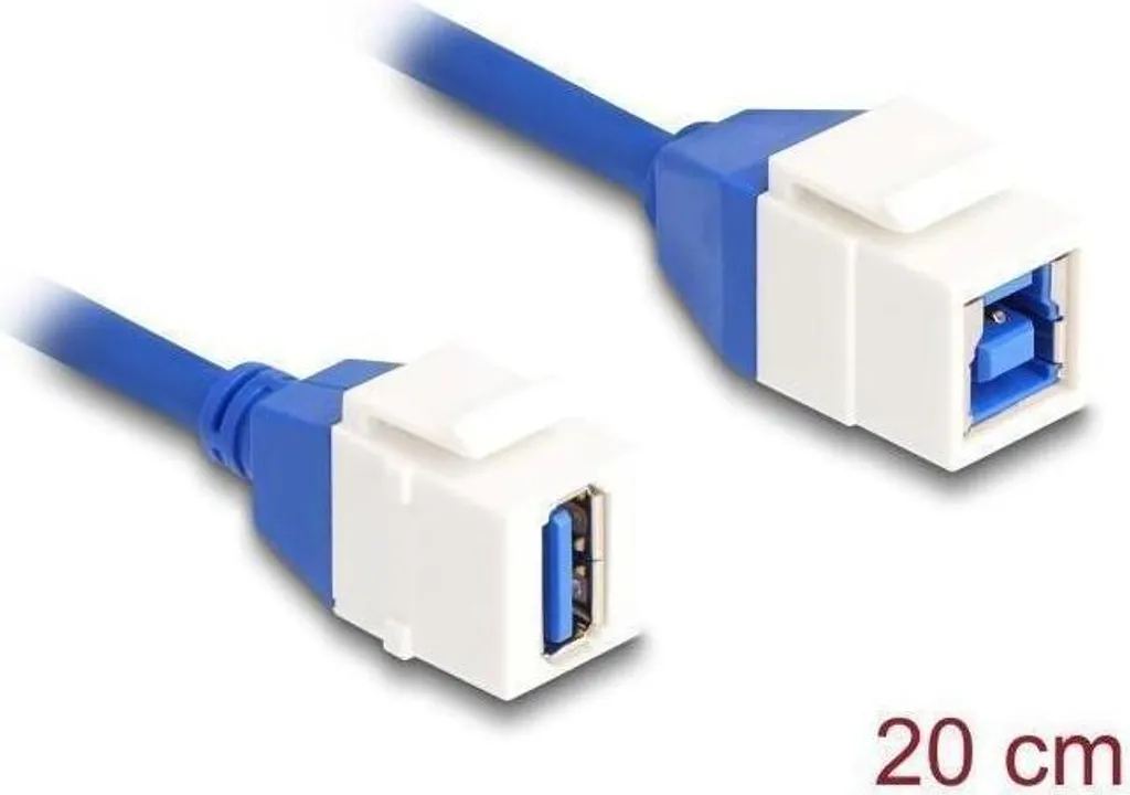 Module Keystone USB 3.0 avec câble coudé Type A vers Type B bleu - 2