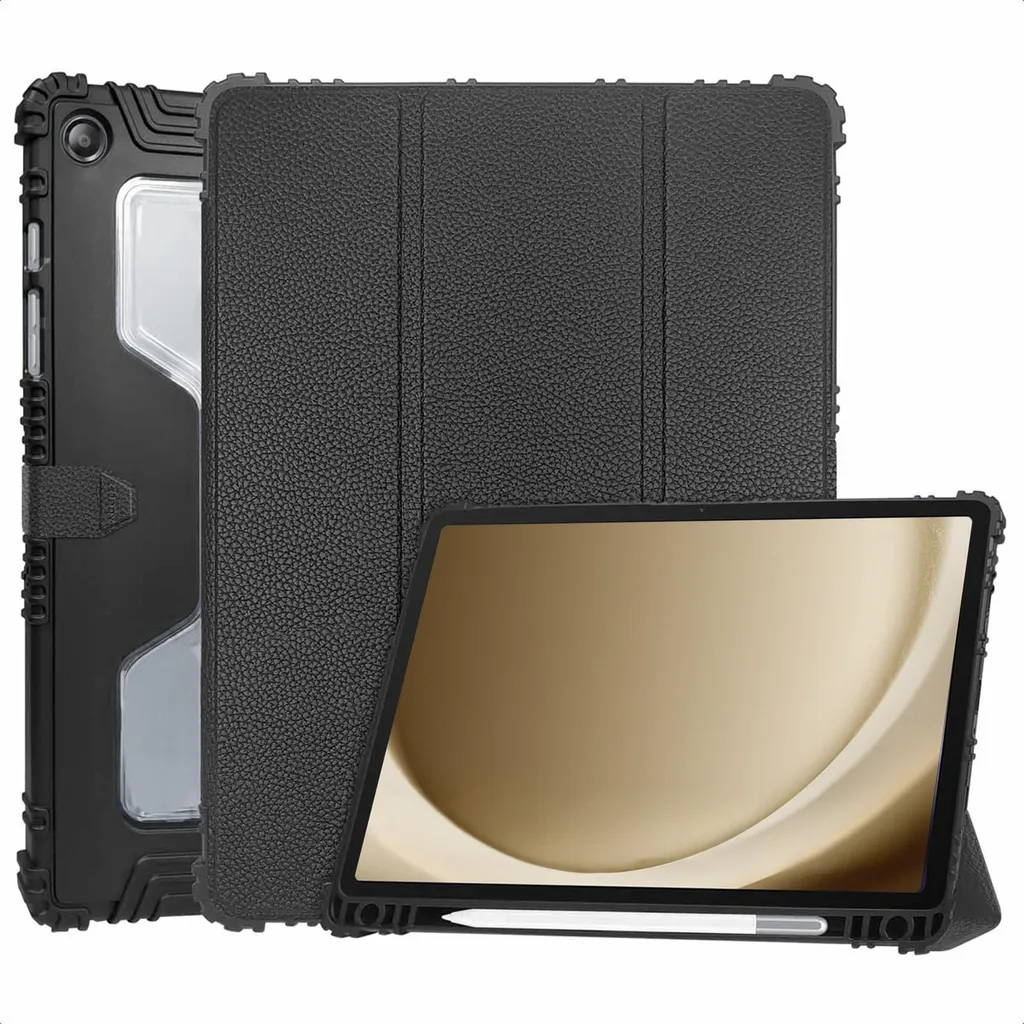 Libreria trifold robusta Accezz per il Samsung Galaxy Tab A9 Plus - Nero