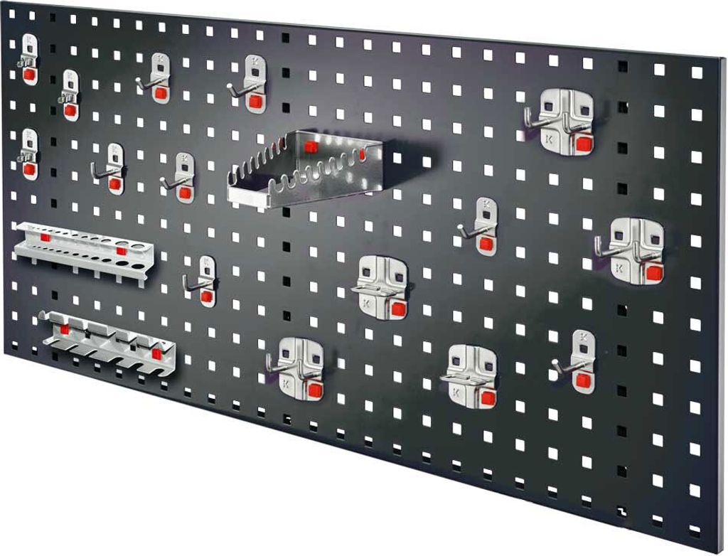 Kappes RasterPlan by ABAX Einsteigerset #6 1x Lochplatte 1000x450mm 1x Werkzeughaltersortiment 18-teilig Anthrazitgrau RAL 7016
