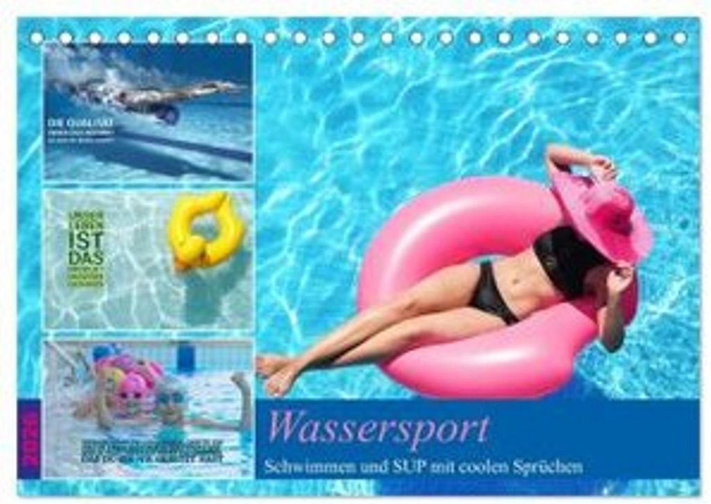 Wassersport - Schwimmen und SUP mit coolen Sprüchen (Tischkalender 2026 DIN A5 quer), CALVENDO Monatskalender