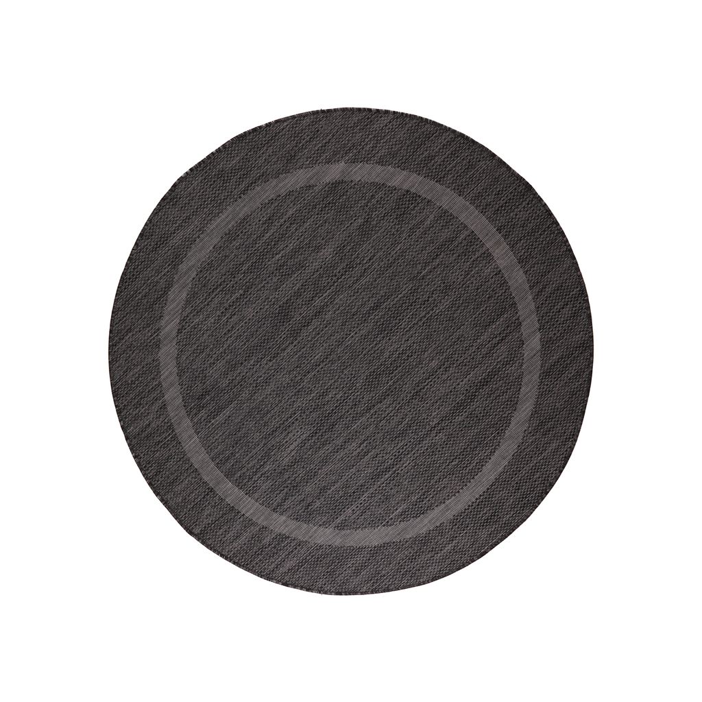 Villa Möbel Relico Terrasse, Garten-Teppich, Outdoorteppich, Einfarbig, Farbe:Schwarz, Grösse:120 cm Rund