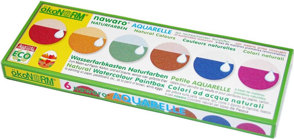 ökoNorm Farbkasten nawaro, Kartonetui mit Farbtabletten Ø23mm - 6 Farben